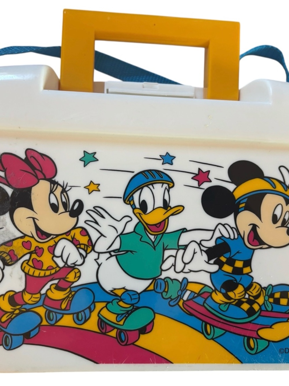 Vintage Disney Mickey Minnie Donald Roller Skating Lunch Box And Thermos